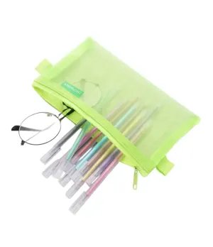 Simple transparent mesh pencil case storage bag