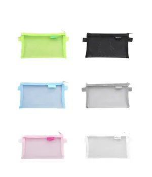 Simple transparent mesh pencil case storage bag