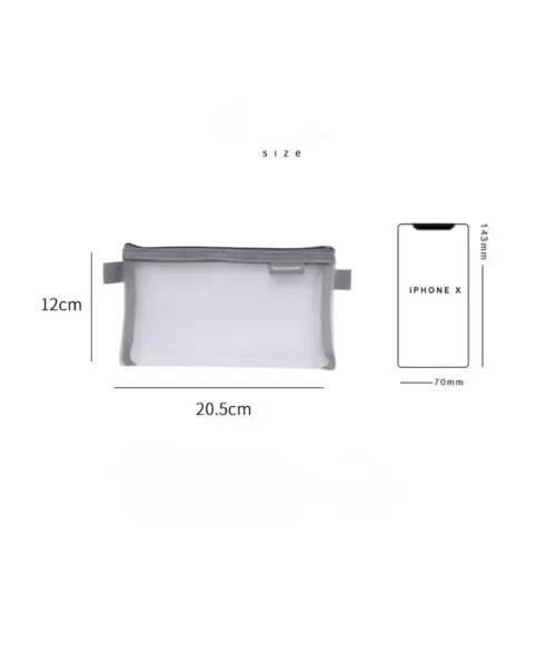 Simple transparent mesh pencil case storage bag