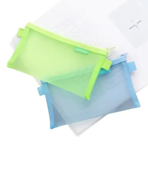 Simple transparent mesh pencil case storage bag