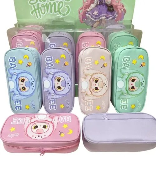Cute cartoon double-layer zipper pencil case