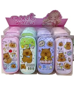 Cute cartoon double-layer zipper pencil case
