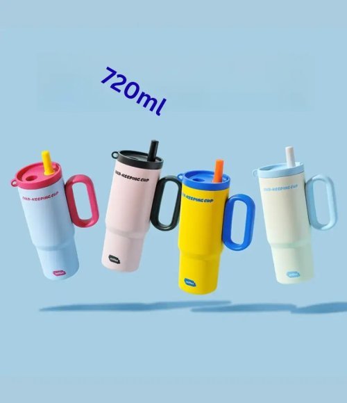 720ml Steel Thermal thermos Mug with Lid and Straw