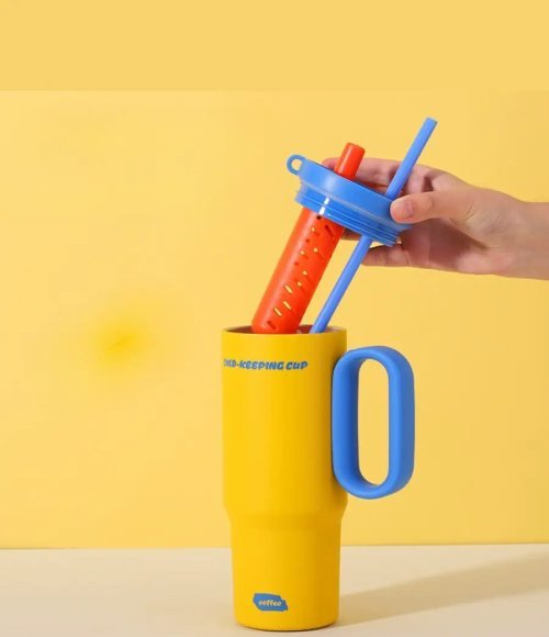 720ml Steel Thermal thermos Mug with Lid and Straw