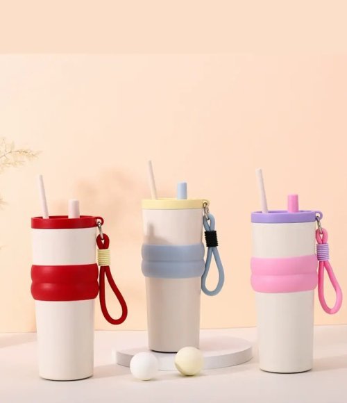720ml Steel Thermal thermos Mug with Lid and Straw