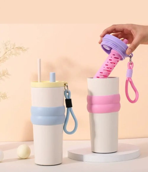 720ml Steel Thermal thermos Mug with Lid and Straw