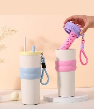 720ml Steel Thermal thermos Mug with Lid and Straw