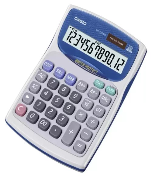 Water-Protected & Dust-Proof Calculators WD-220MS-WE/BU