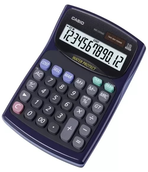 Water-Protected & Dust-Proof Calculators WD-220MS-WE/BU