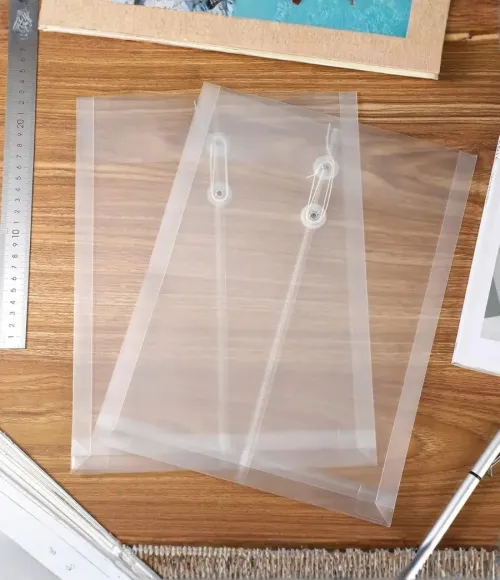 A4 & FC Size Clear PP Plastic Poly Envelopes with String Closure