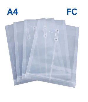 A4 & FC Size Clear PP Plastic Poly Envelopes with String Closure