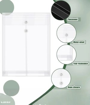 A4 & FC Size Clear PP Plastic Poly Envelopes with String Closure