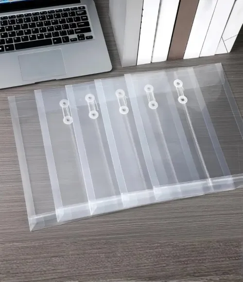 A4 & FC Size Clear PP Plastic Poly Envelopes with String Closure
