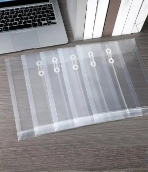 A4 & FC Size Clear PP Plastic Poly Envelopes with String Closure