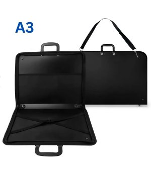A3 Portfolio Case for Painting Board, PVC Portable Art Portfolio Carry Bag Sketch Bag Zipper Pocket