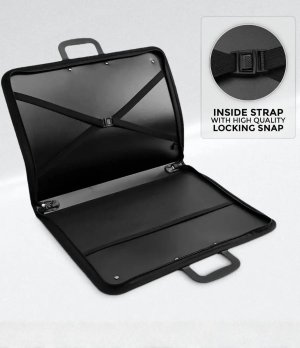 A3 Portfolio Case for Painting Board, PVC Portable Art Portfolio Carry Bag Sketch Bag Zipper Pocket