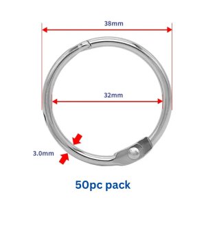 Binder Ring, Metal Book Ring Paper Ring Holder  Loose Leaf Binder Ring Clip 50pc pack