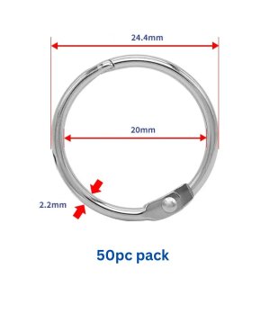 Binder Ring, Metal Book Ring Paper Ring Holder  Loose Leaf Binder Ring Clip 50pc pack