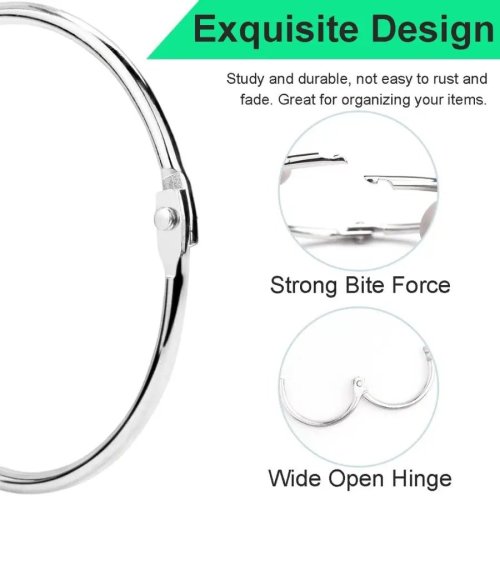 Binder Ring, Metal Book Ring Paper Ring Holder  Loose Leaf Binder Ring Clip 50pc pack