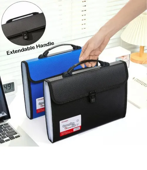 13 Pockets Expanding File Folder Organiser with Handle,  Accordion File Organiser, Plastic Document Wallet for Paperwork A4 +
