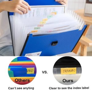13 Pockets Expanding File Folder Organiser with Handle,  Accordion File Organiser, Plastic Document Wallet for Paperwork A4 +