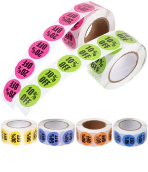 Percentage Off Sale Promotion, Discount Labels, Round Stickers 2.5CM*500 sheets/roll