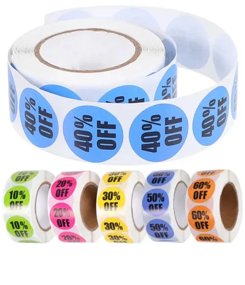 Percentage Off Sale Promotion, Discount Labels, Round Stickers 2.5CM*500 sheets/roll