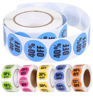 Percentage Off Sale Promotion, Discount Labels, Round Stickers 2.5CM*500 sheets/roll
