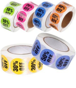 Percentage Off Sale Promotion, Discount Labels, Round Stickers 2.5CM*500 sheets/roll