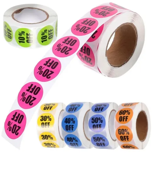 Percentage Off Sale Promotion, Discount Labels, Round Stickers 2.5CM*500 sheets/roll