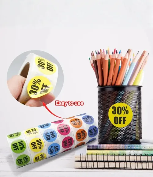 Percentage Off Sale Promotion, Discount Labels, Round Stickers 2.5CM*500 sheets/roll