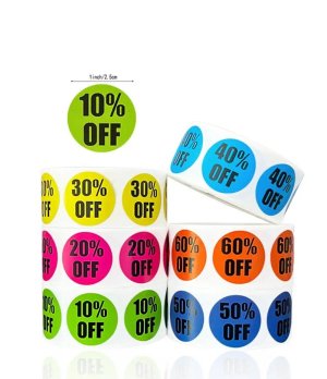 Percentage Off Sale Promotion, Discount Labels, Round Stickers 2.5CM*500 sheets/roll