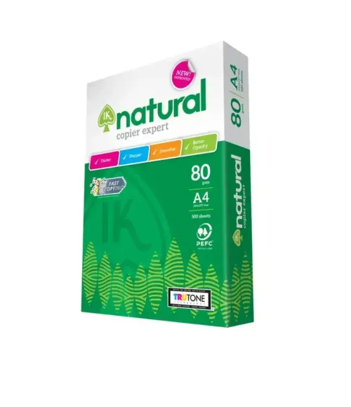 IK Natural 500s 80gsm A4 paper (500 sheets/ream)