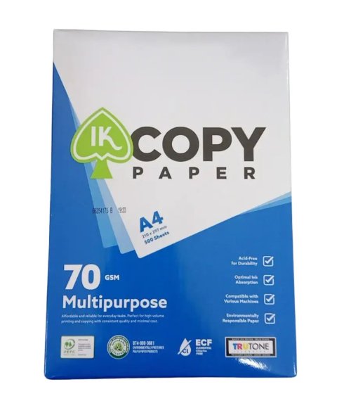 IK Natural 500s 70gsm A4 paper (500 sheets/ream)