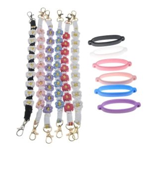 Hand-woven Water Bottle Handle Strap, Silicone Elastic Cup Ring Sling