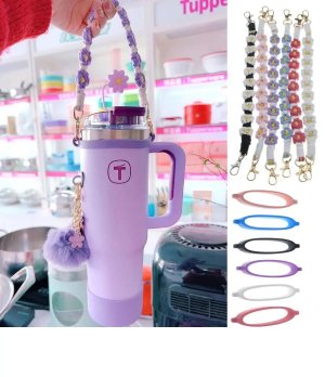 Hand-woven Water Bottle Handle Strap, Silicone Elastic Cup Ring Sling