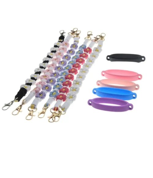 Hand-woven Water Bottle Handle Strap, Silicone Elastic Cup Ring Sling