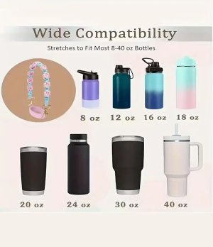 Hand-woven Water Bottle Handle Strap, Silicone Elastic Cup Ring Sling
