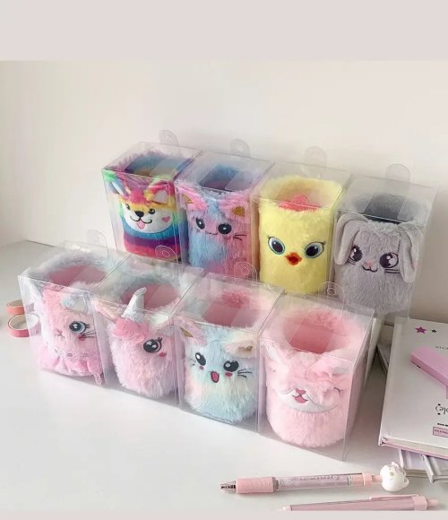 Cute Plush Animal Pencil Holder Desk Organizer