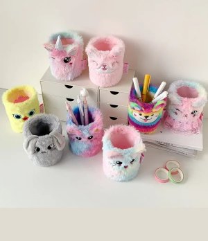 Cute Plush Animal Pencil Holder Desk Organizer
