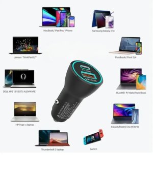 58.5W Car Charger USB-C PD + USB QC3.0 Fast Charge