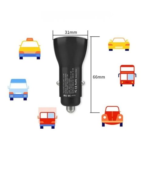 58.5W Car Charger USB-C PD + USB QC3.0 Fast Charge