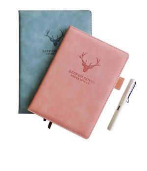 A5 Thickened Business Notebook Deer Head Design PU Leather Hardcover 360 Pages