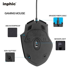 inphic USB Wired Mouse 4800 DPI Ergonomic PC Computer Laptop Gaming Mouse