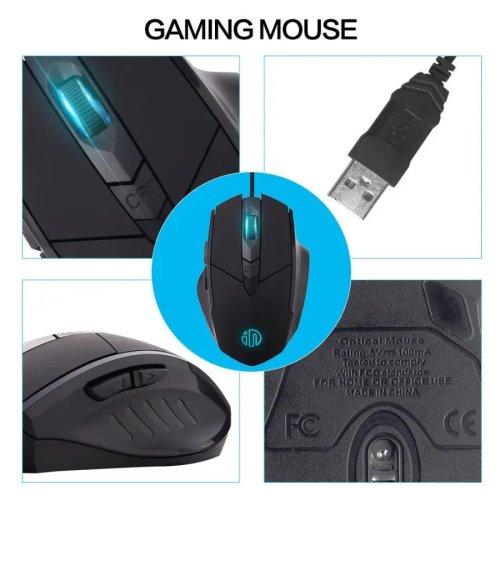 inphic USB Wired Mouse 4800 DPI Ergonomic PC Computer Laptop Gaming Mouse