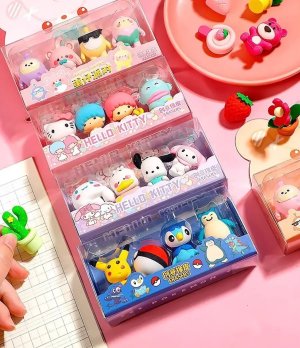 Sanrio 3D Character Eraser Set (Cute Cartoon)