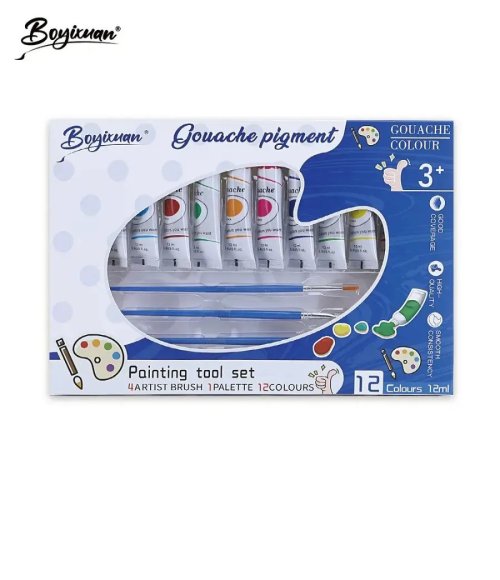 Art 12ml 12-color Waterproof Acrylic Gouache Watercolor Oil Painting Beginner's Paint Set