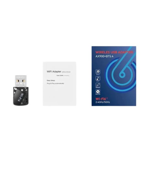 WiFi 6 driverless wireless network card, 900M Bluetooth 5.4, 2-in-1 computer USB receiver and transmitter, 5G dual-band