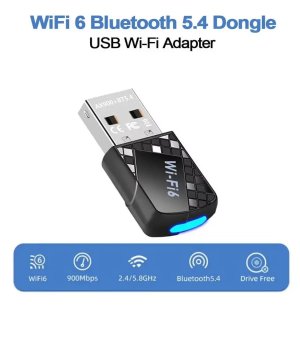 WiFi 6 driverless wireless network card, 900M Bluetooth 5.4, 2-in-1 computer USB receiver and transmitter, 5G dual-band