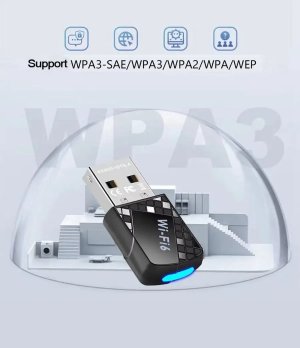 WiFi 6 driverless wireless network card, 900M Bluetooth 5.4, 2-in-1 computer USB receiver and transmitter, 5G dual-band